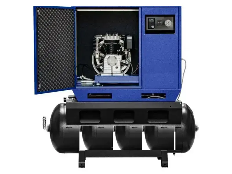 Geluidgedempte zuigercompressor